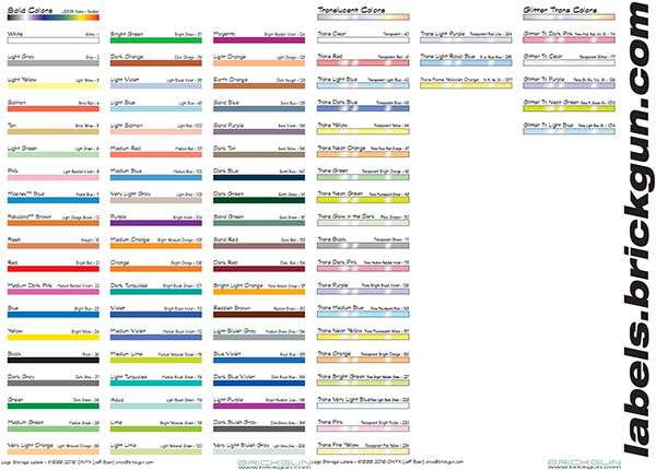 BrickGun Storage Labels Color Bars Sample