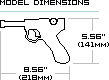 BrickGun Luger P08 Model Dimensions